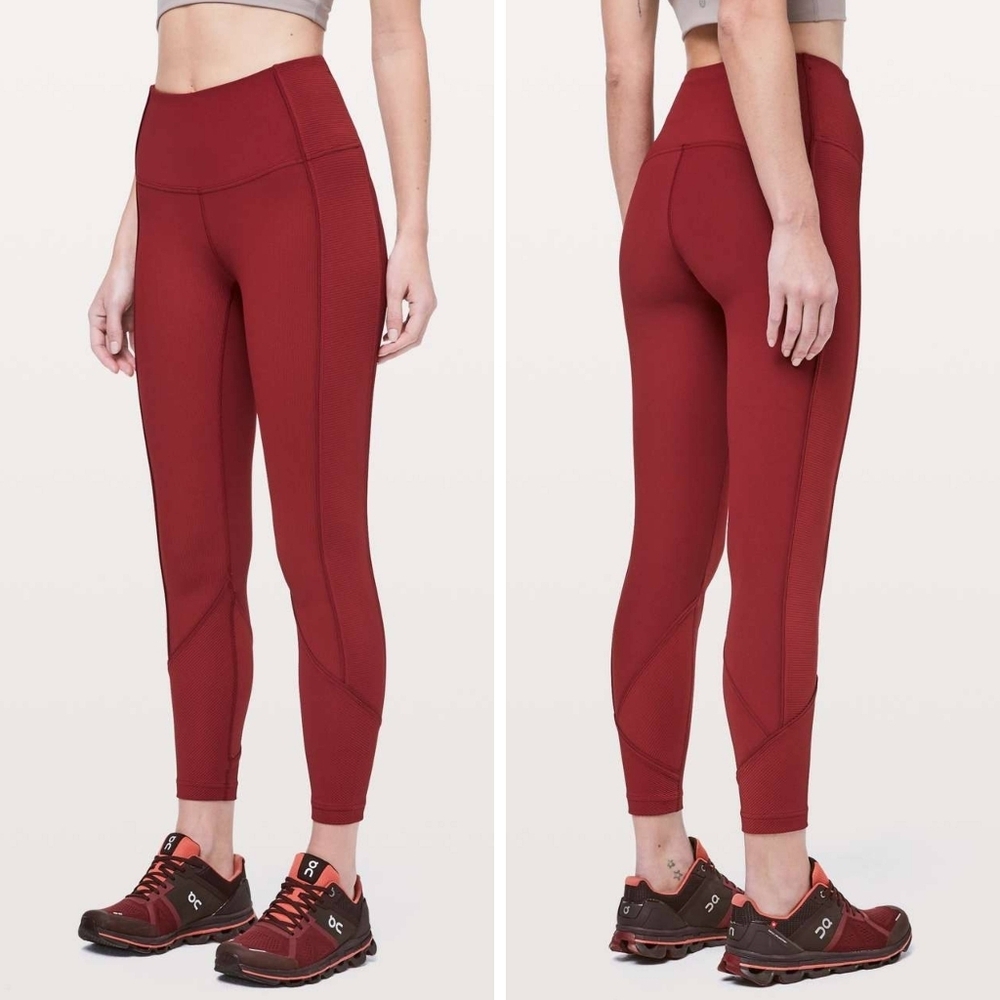 Lululemon Daily Lineup 7/8 Tight Leggings 25" Dark Sport Red Size 6